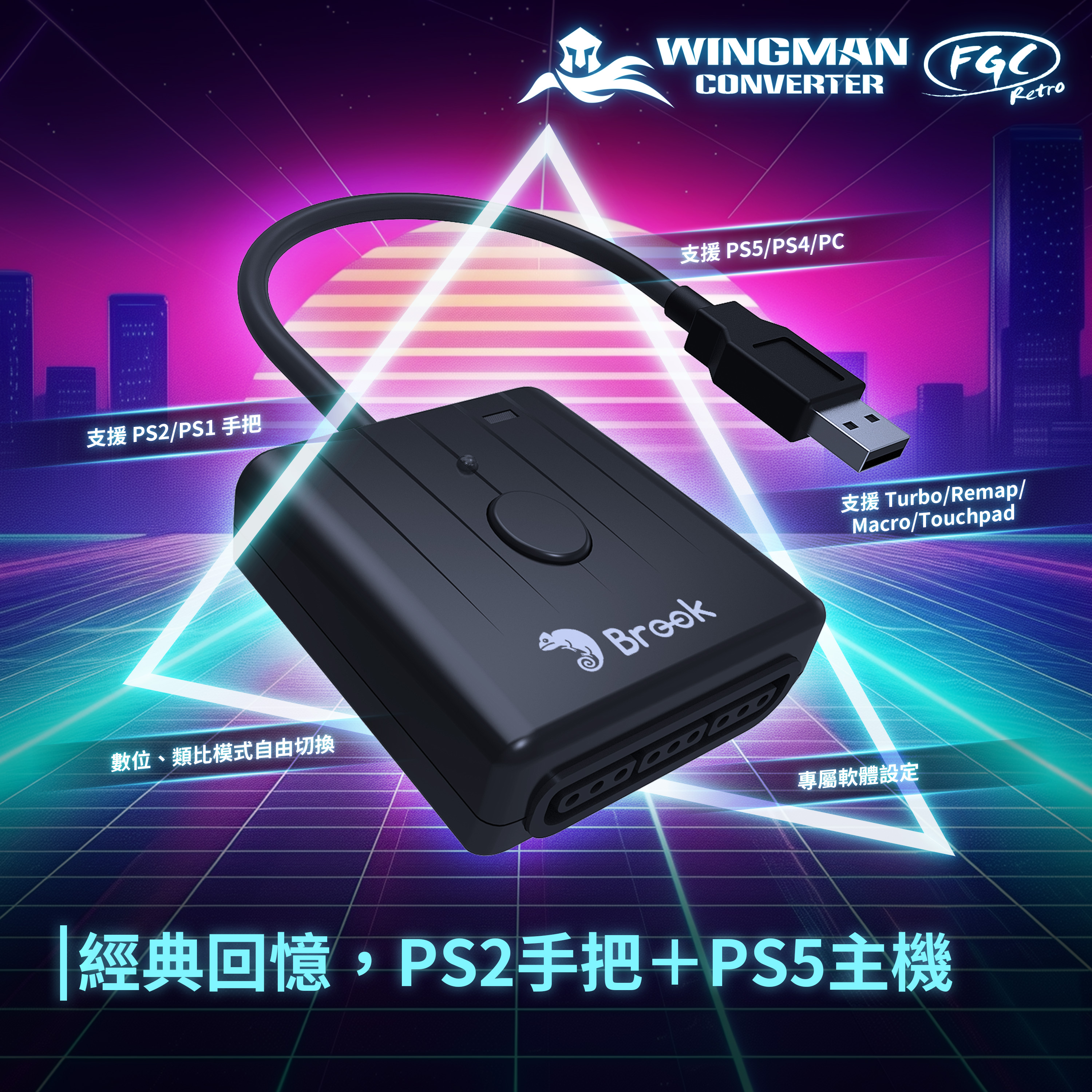 Wingman FGC Retro 產品盒與功能特色